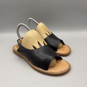 Born Sandals Womens Size 6 Black Inlet Leather Slingback Open Toe Flat Shoes